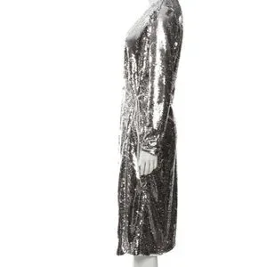 Ganni Dresses Ganni Sonora Silver Sequin Wrap Robe Coat Dress